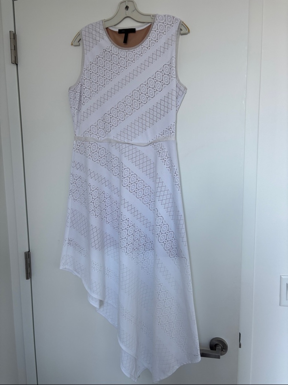 BCBGMaxAzria White Lace Asymmetrical Hem Dress